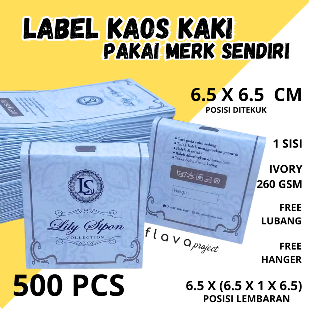 label kaos kaki custom brand sendiri isi 500pcs