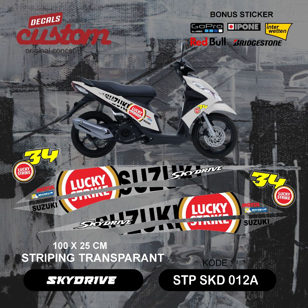 striping sticker transparan skydrive 125 sticker decal trasparan suzuki skydrive motor suzuk