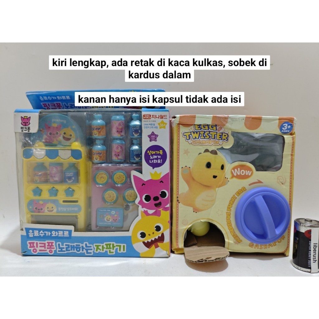 Set pinkfong baby shark singing vending machine & nailong gashapon gacha capsule cardboard miniature