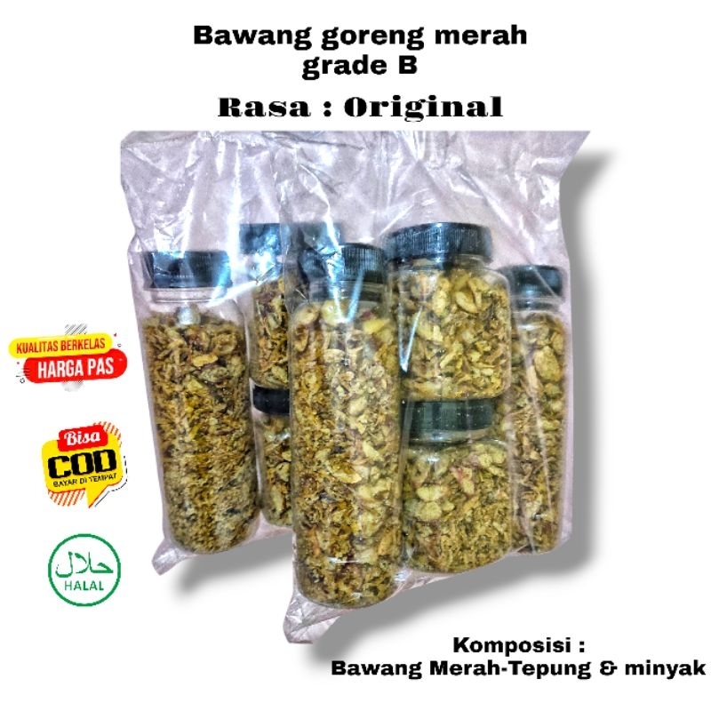 

Bawang Goreng Asli Brebes Grade B Paket 4 Toples bawang merah goreng siap saji