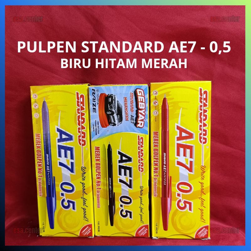 

STANDARD AE7 - 0,5 Satuan Pulpen Pen Standart Hitam Merah Biru