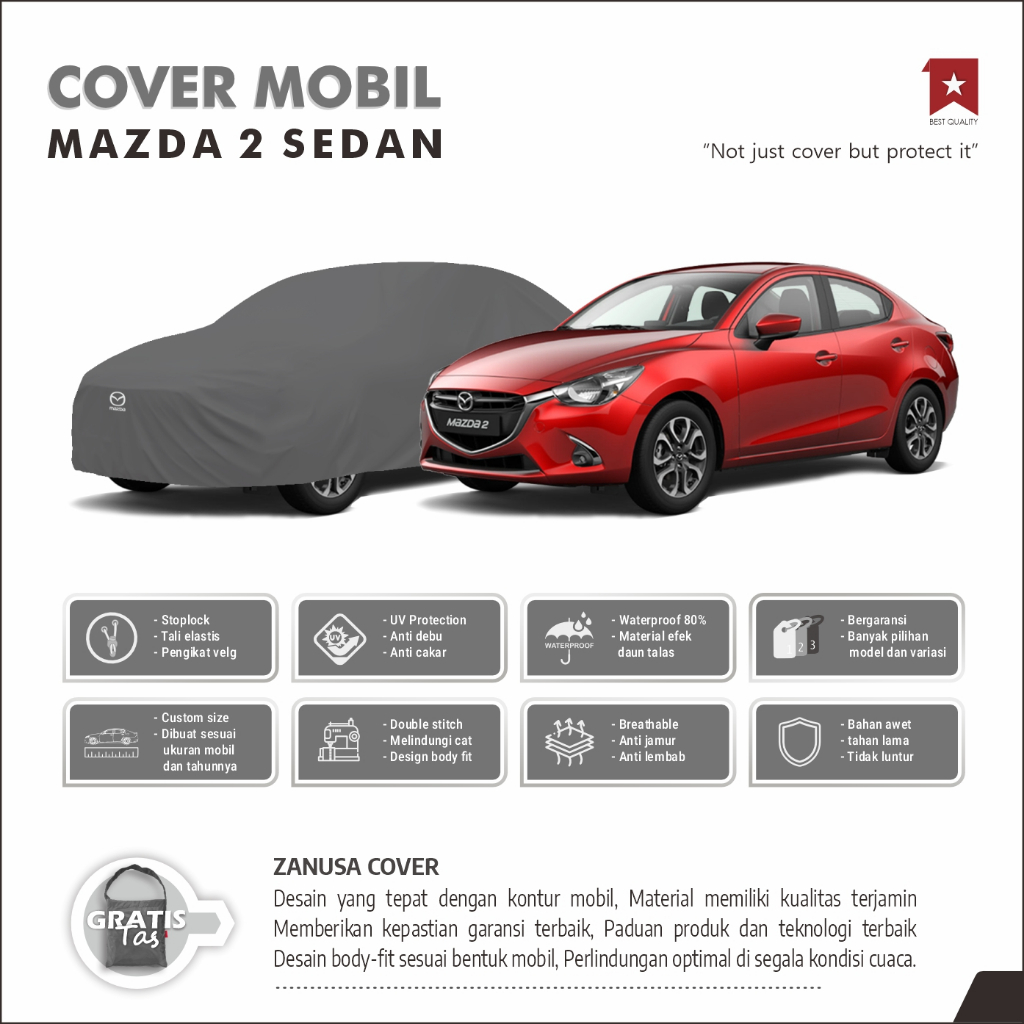 BODY COVER MOBIL MAZDA 2 SEDAN, SARUNG MOBIL MAZDA 2 SEDAN, SELIMUT MOBIL MAZDA 2 SEDAN