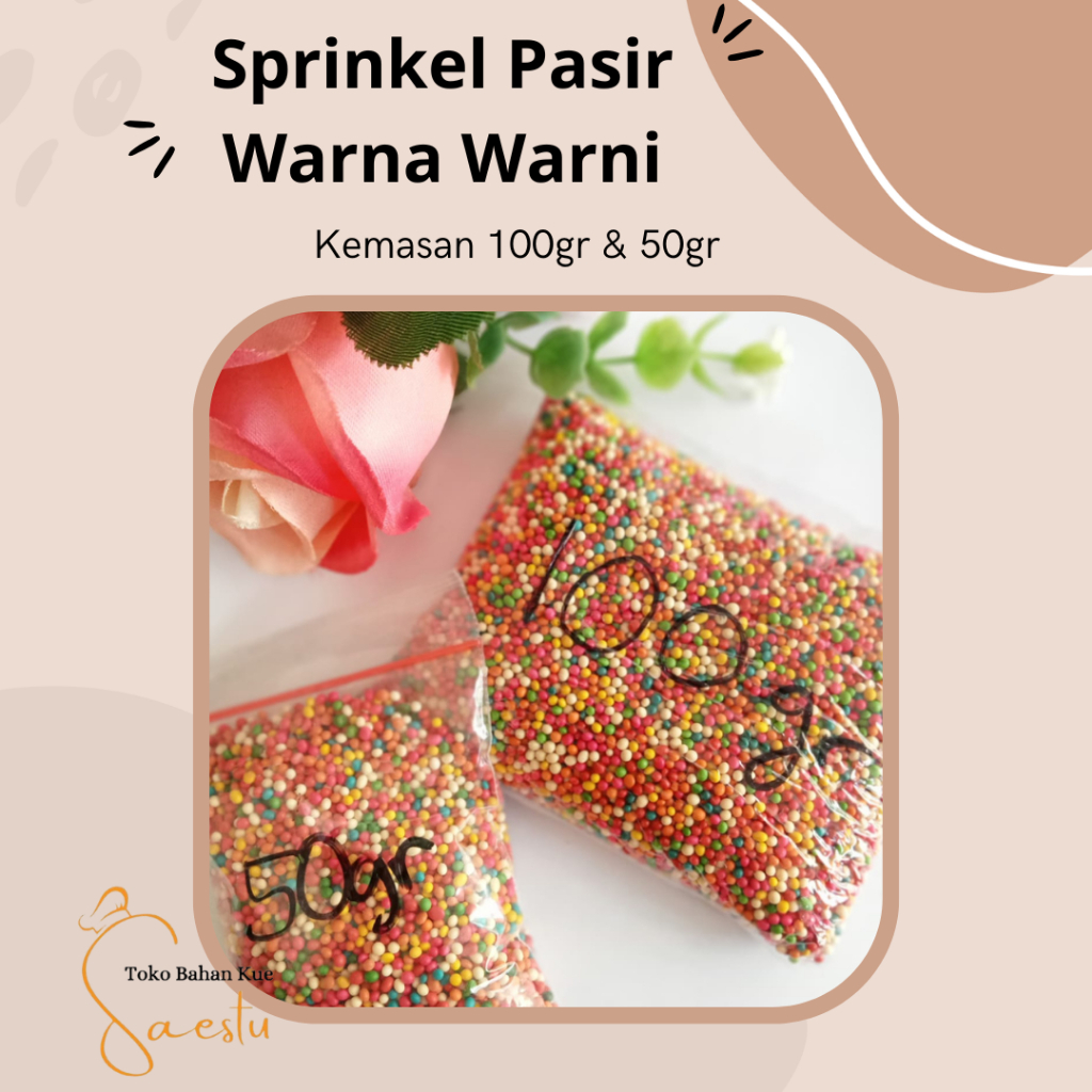 

SPRINKLES PASIR WARNA WARNI TABURAN DEKORASI 50 GRAM & 100 GRAM