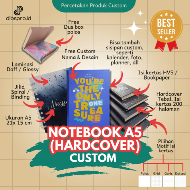 

NOTEBOOK A5 HARD COVER CUSTOM 100 LEMBAR 1 HARI JADI