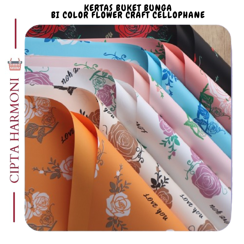 

20 LEMBAR Flower Wrapping Paper Bi Color Flower Craft Kertas Buket Bunga Cellophane Florist KB070