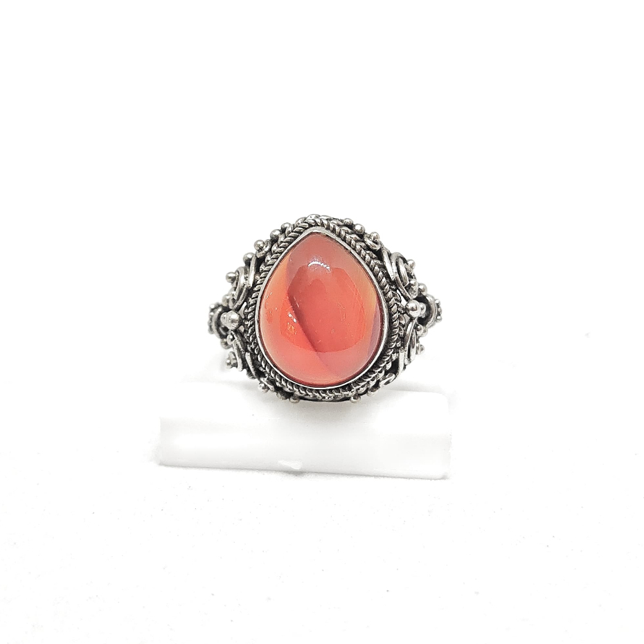 Cincin Ring Model Bun Jawan Kawat Batu Permata Carnelian, Clear Quartz, Smoky, Green Floride, Tiger 