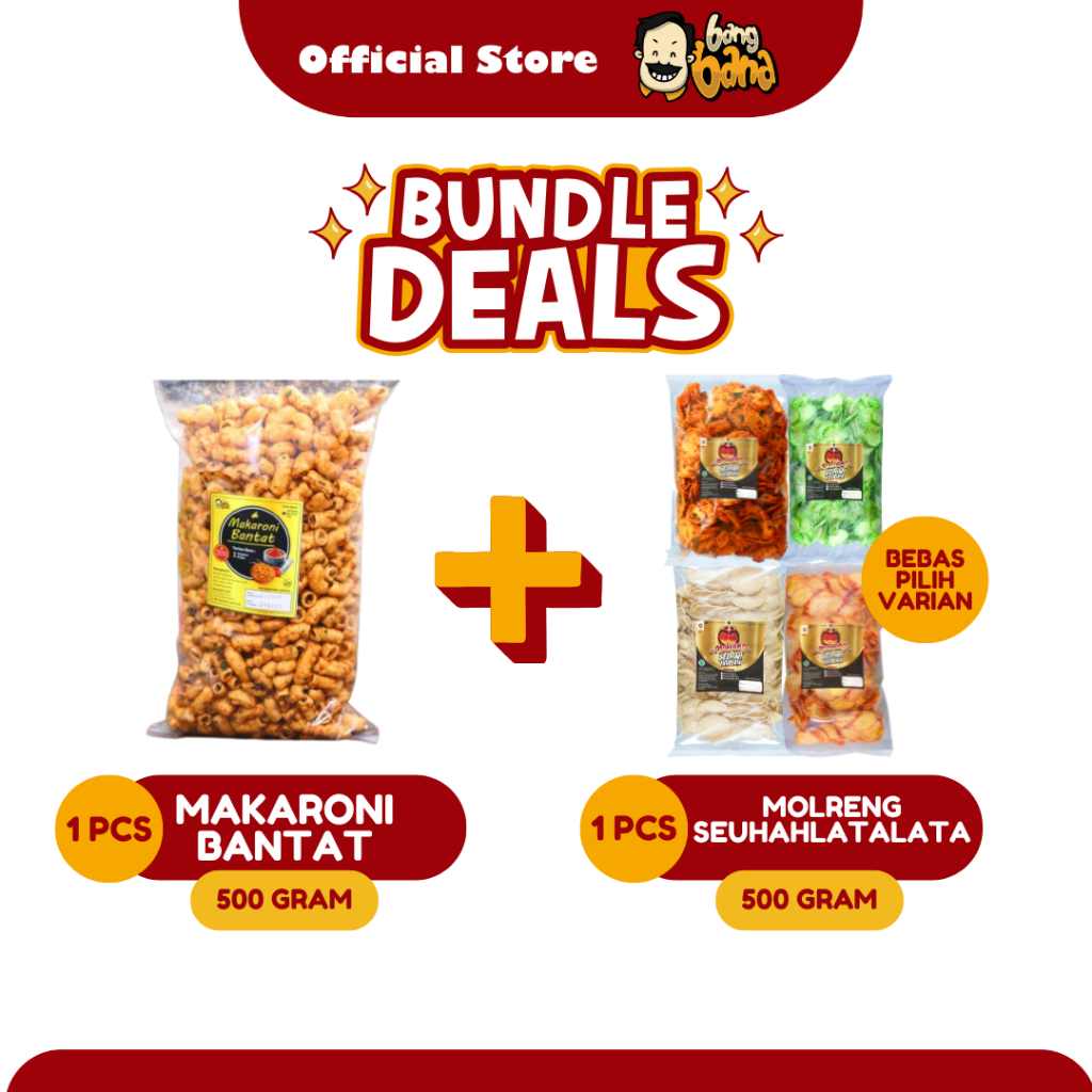 

Paket Bundling Hemat Molreng Cimol Goreng Seuhahlatalata Makaroni Bantat Pedas Kemasan 500 Gram