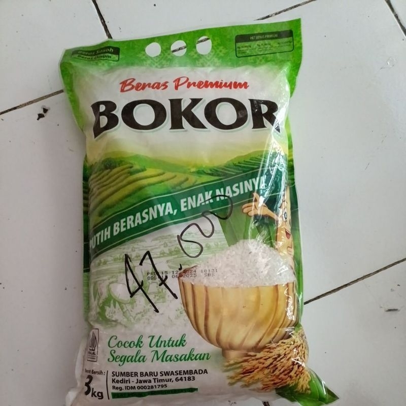 

beras merek bokor kemasan 3 kg