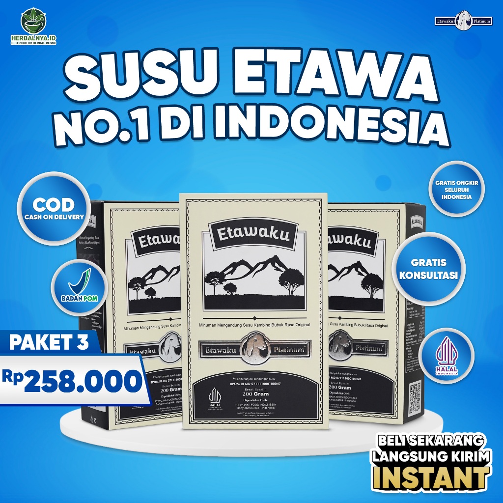 

Etawaku Platinum 3 Box Meningkatkan Kesehatan Paru-paru Jaga Kesehatan Tulang Sendi Original Bpom