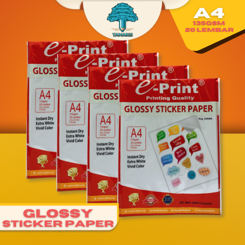

E-PRINT GLOSSY STIKER PHOTO PAPER A4 135 gsm 20 Lembar (kertas stiker)