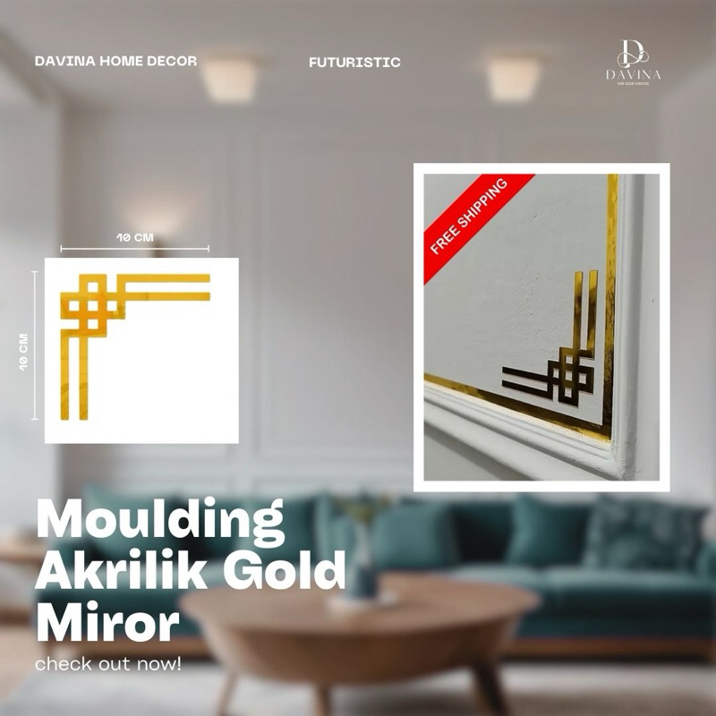 List gold dekorasi moulding akrilik gold mirror/moulding akrilik dekorasi dinding wallpaper