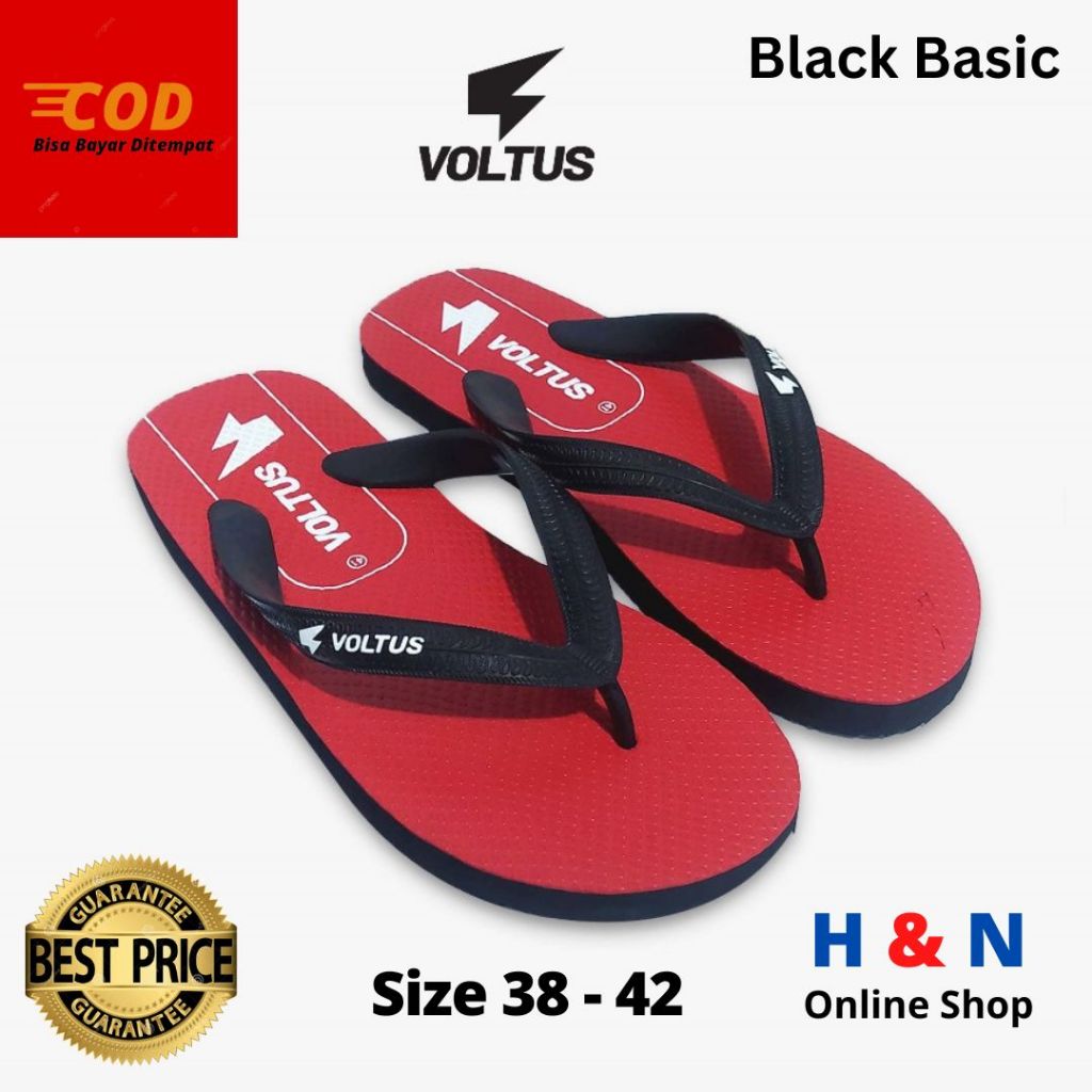 H&N Online Shop - Sendal  Sandal Jepit VOLTUS BLACK BASiC Anti Slip - Size 38-42