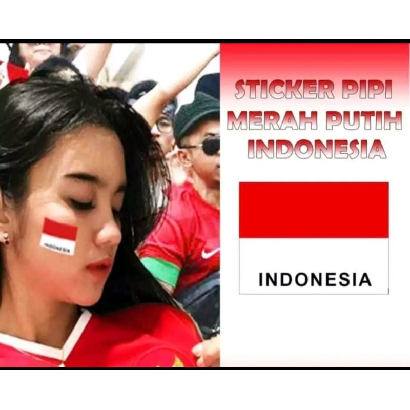 

Stiker wajah bendera merah putih Indonesia murah harga per lembar isi 100 Bendera sticker pipi