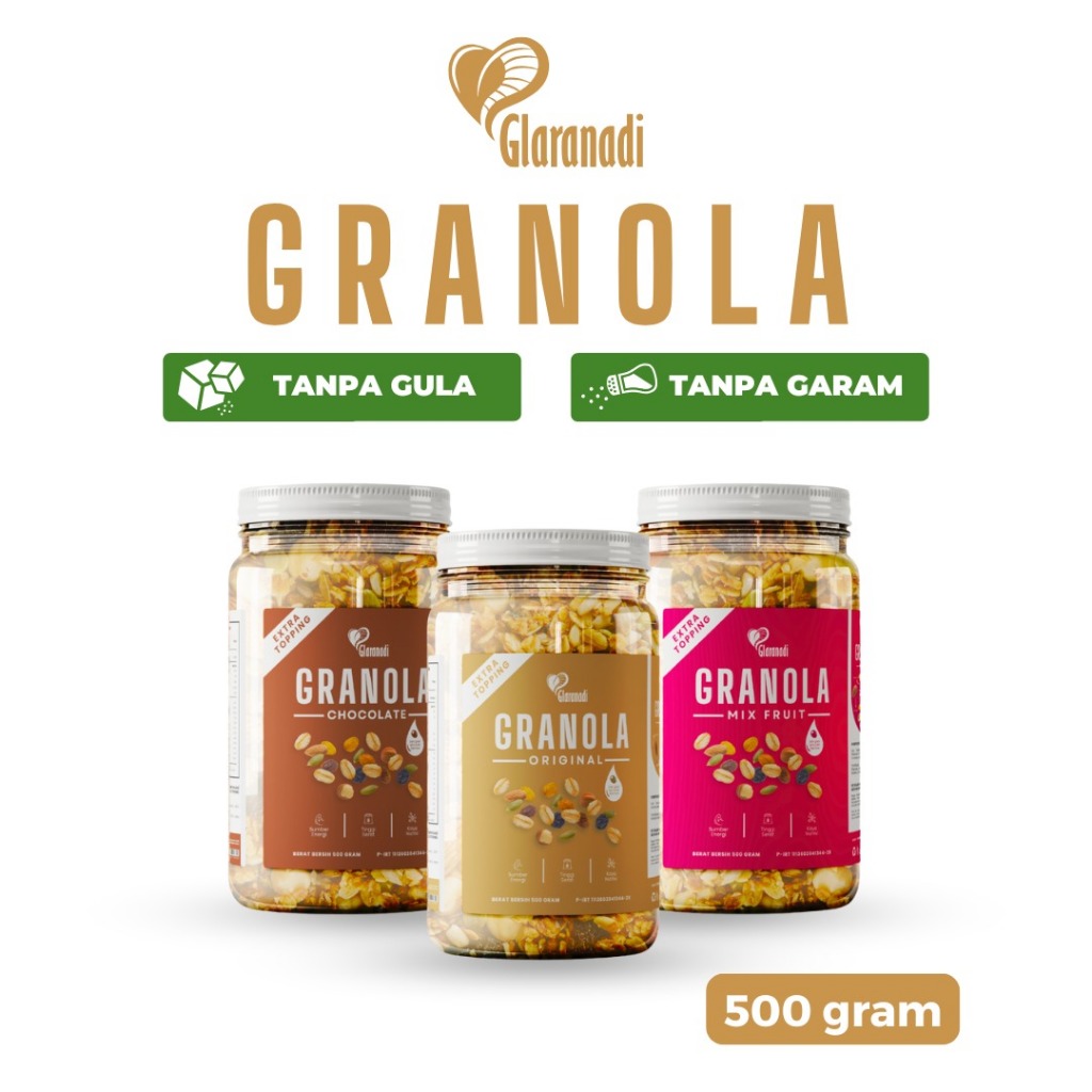 

GLARANADI Granola Sereal Oat Diet Ampuh 500g Sarapan Sehat Pengganti Makan