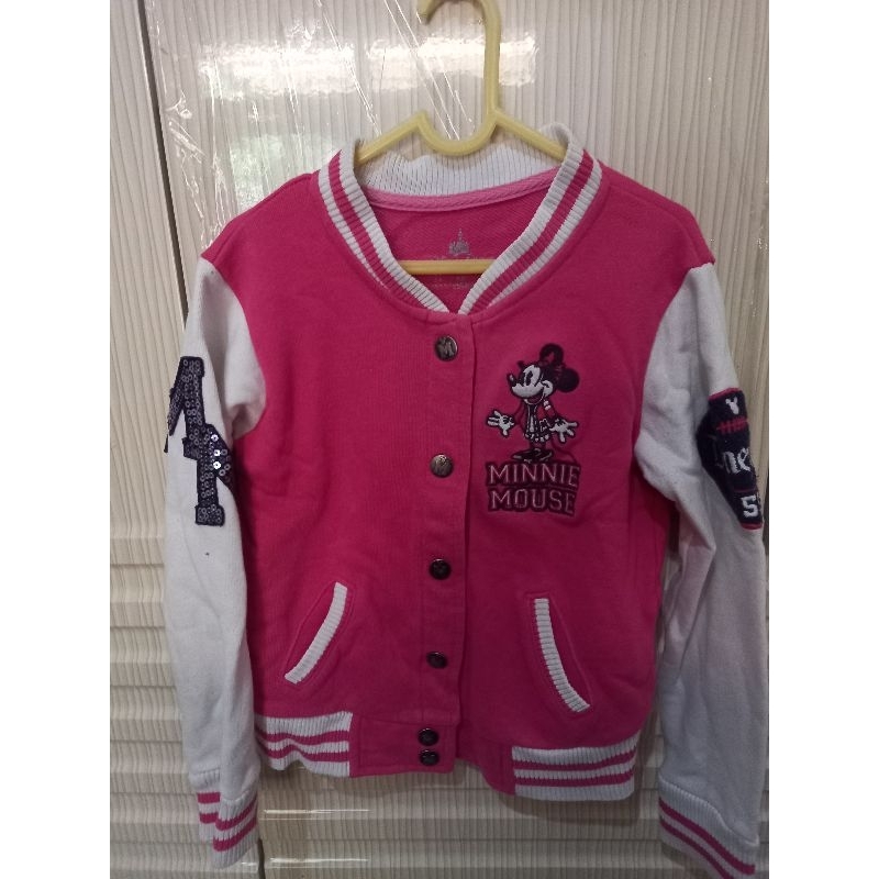 Preloved jaket anak minnie mouse disney XS pink putih