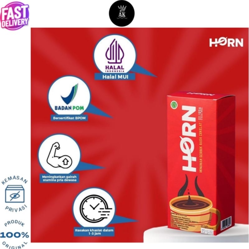 HORN By Dr, Boyke -1 Sachet Suplemen Coklat Serbuk Stamina Pria