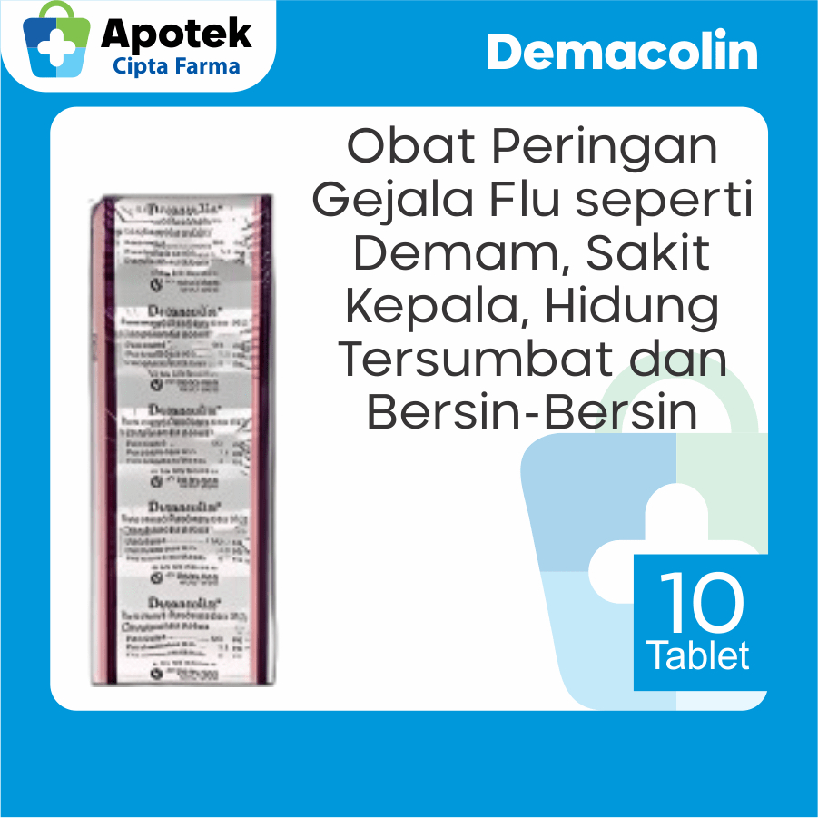 Demacolin Tablet Paracetamol Parasetamol Pseudoephedrine HCI Obat Demam Penurun Panas Flu Pilek Hidu