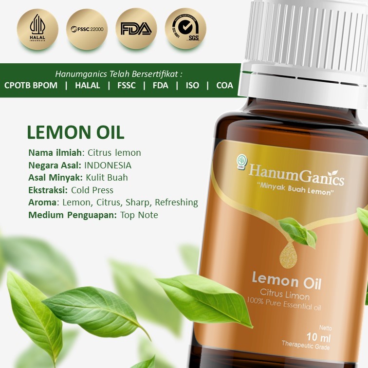 hanumganics Herbal lemon Essential oil Minyak Atsiri 100%Murni aromaterapi Essensial Diffuser pure