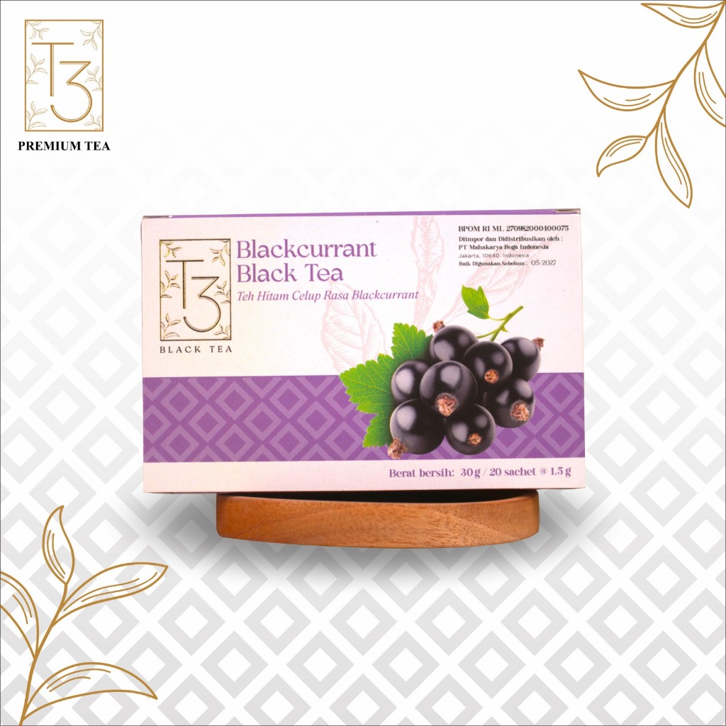 

T3 Teh Hitam Celup Blackcurrant (Blackcurrant Black Tea) - Menyegarkan - (1 pack 30 g / 20 sachet @ 1.5 g)