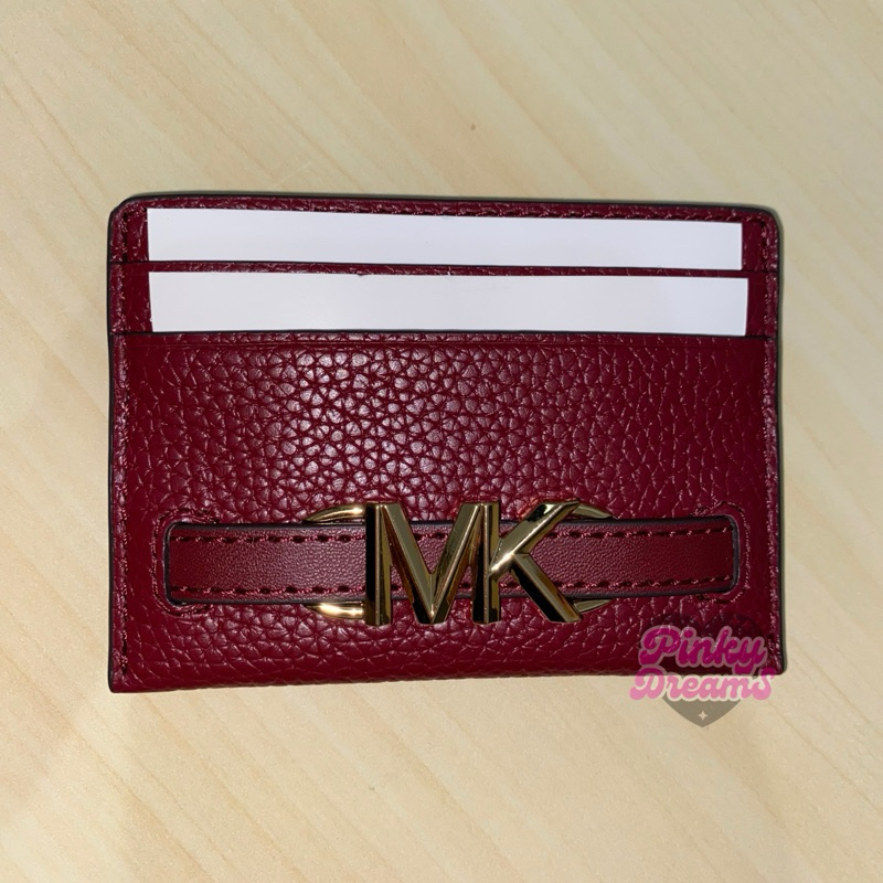 MK card holder leather dark cherry reed MICHAEL KORS