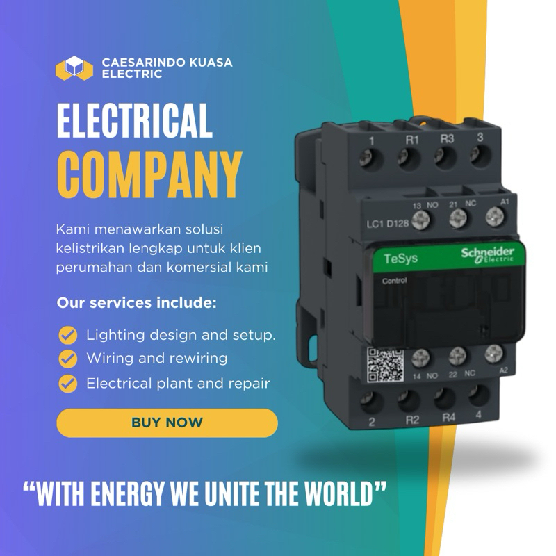 KONTAKTOR 25AMPER 4POLE 380V AC 2NO 2NC SCHNEIDER LC1D128Q7 LC1D128 CONTACTOR 25A 4P 25AMPERE 4PHASE