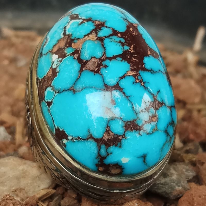 Batu Akik Pirus Mesir Urat Asli Biru Cerah Jumbo Babon Montok Klimis Langka Super Istimewa Natural 1