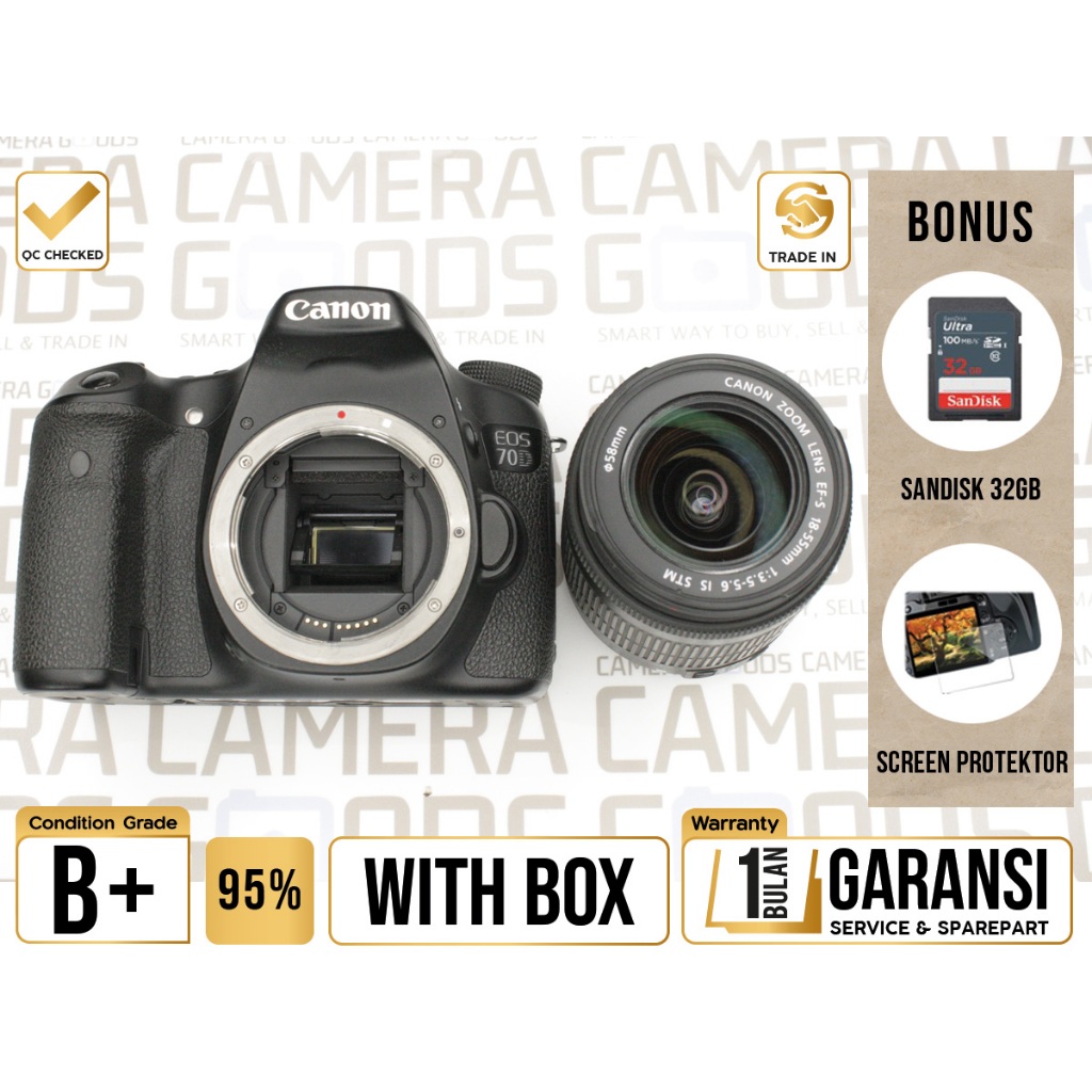 Canon EOS 70D kit 18-55 DSLR APSC Kamera Digital SLR Used Second Mulus - Grade B+ - CS250010
