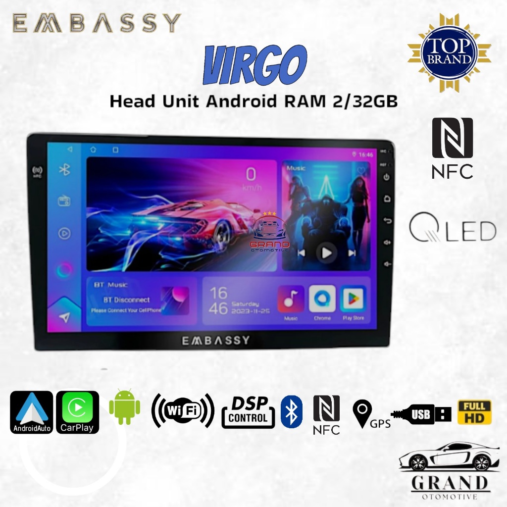 Head unit NFC Android NFC Embassy 9 Inch VARIASI RAM