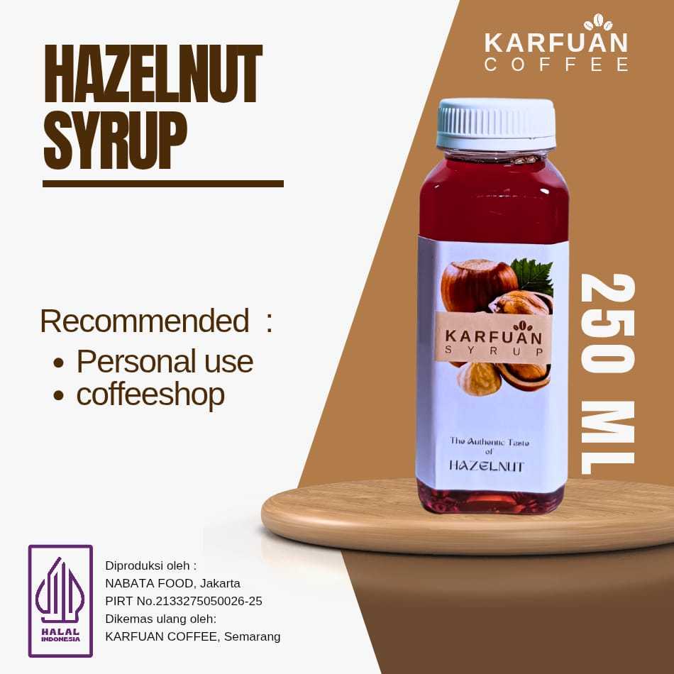 

Karfuan Coffee Syrup Hazelnut 250 ML- Syrup Hazelnut Sirup Flavoured Minuman Bartender Kopi 250 Ml