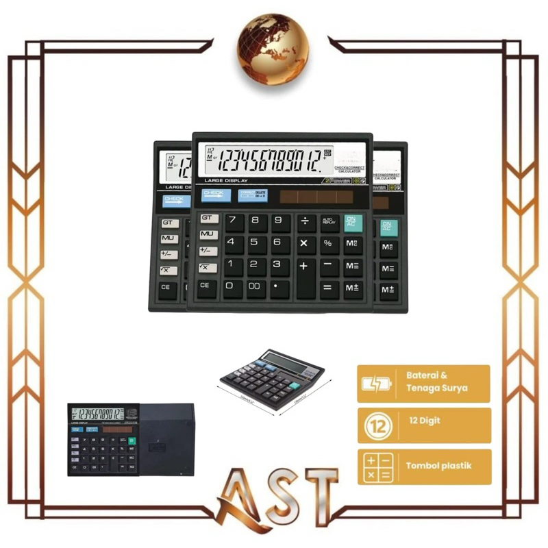 

GM-512 Kakulator Besar Hitam 12 Angka Alat Hitung Gmax Layar Digital 2 Power Calculator