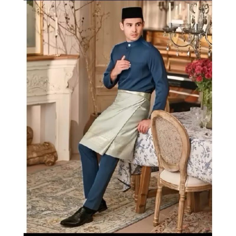 TERBARU  Set baju Kurung Melayu pria modern teluk belanga cekak musang
