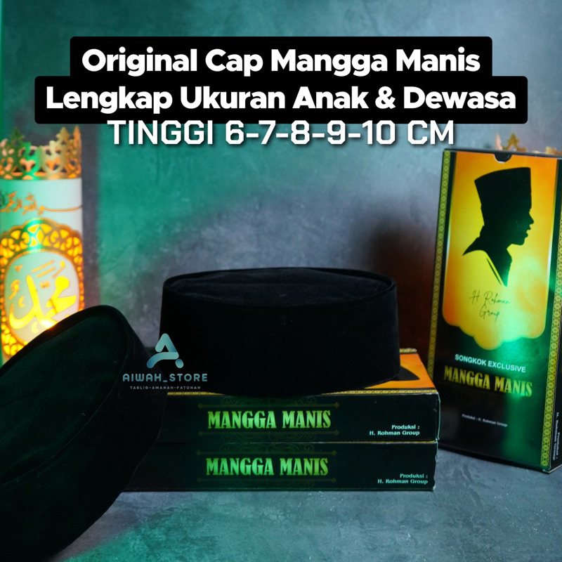 Peci Songkok Hitam Cap Mangga Manis Tinggi 5 6 7 8 9 Cm Halus Tebal Murah Kopiah Hitam Pria