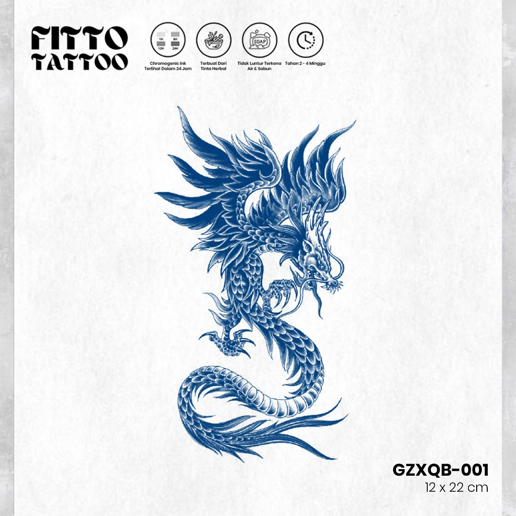 Tato Temporer Premium Fruit Ink Anti Air Stiker Tatto Semi Permanen Ular Naga Tatto Tahan Lama