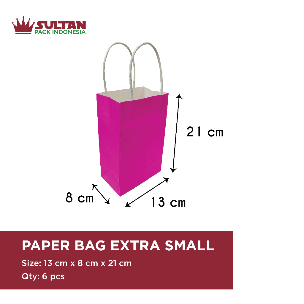 

Paper Bag White Kraft Solid Color Extra Small Kecil Warna Hot Pink