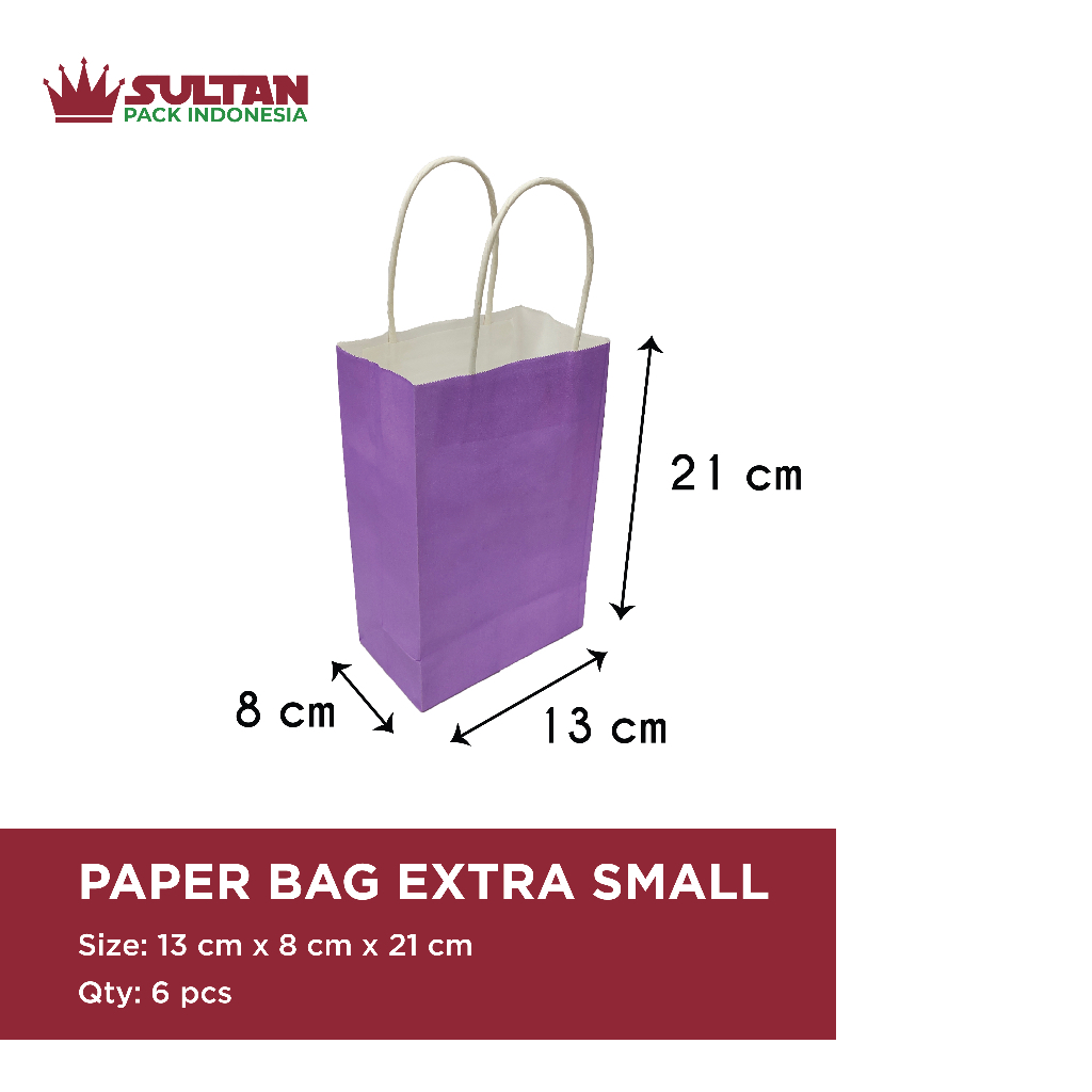 

Paper Bag White Kraft Solid Color Extra Small Kecil Warna Light Purple