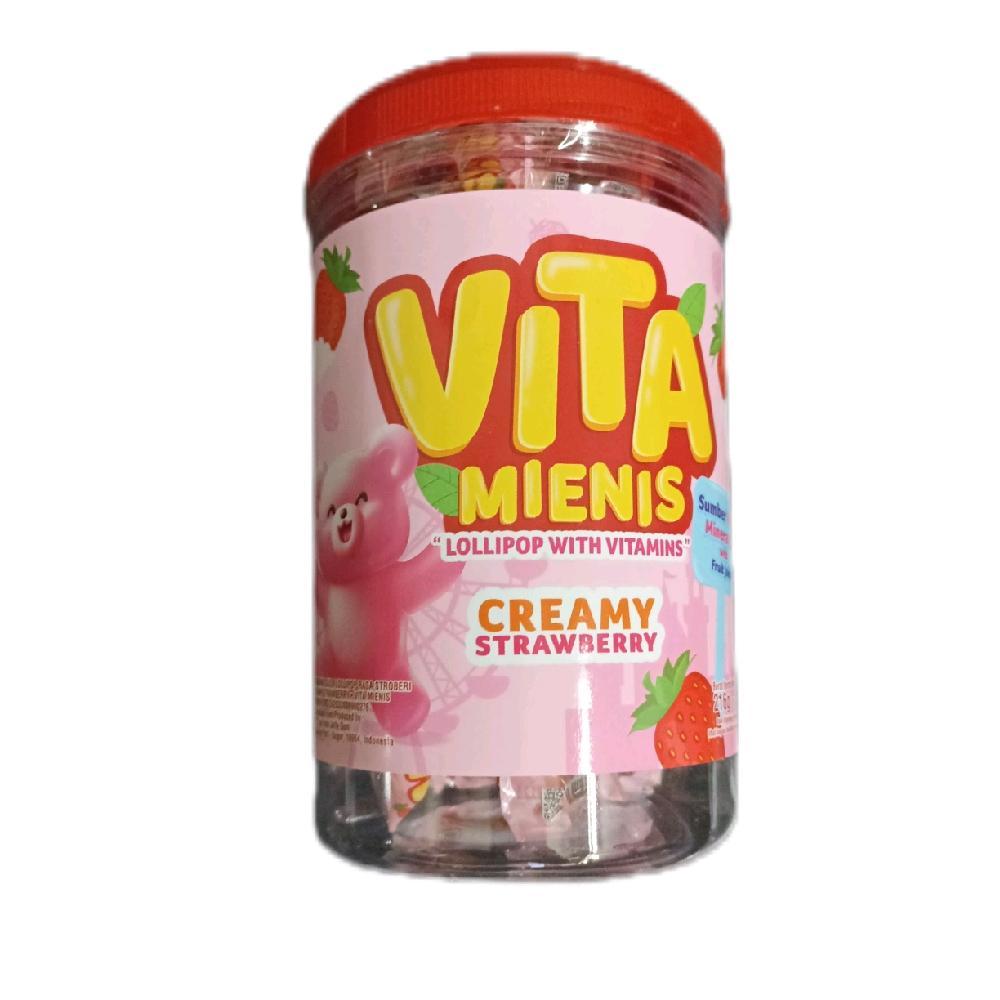 

vita mienis lollipop creamy strawberry by yupi | toples isi 24 pcs