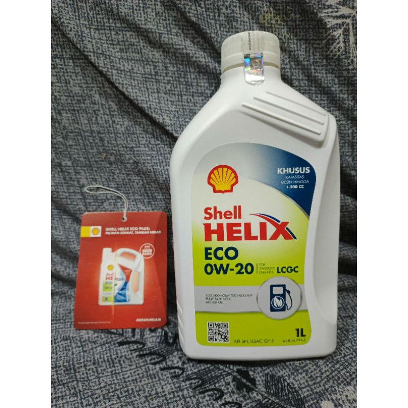 oli mesin mobil motor matic shell Helix eco 0W-20 api SN full synthetic original barcode 1 liter