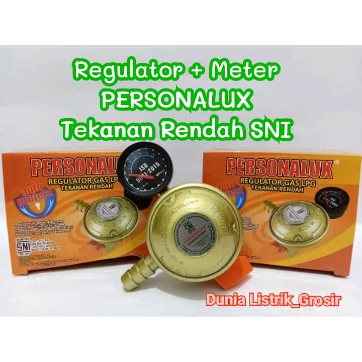 HOT SALE Regulator Kompor Gas LPG Personalux Meter Tekanan Rendah Regulator Plus Meter Regulator Met