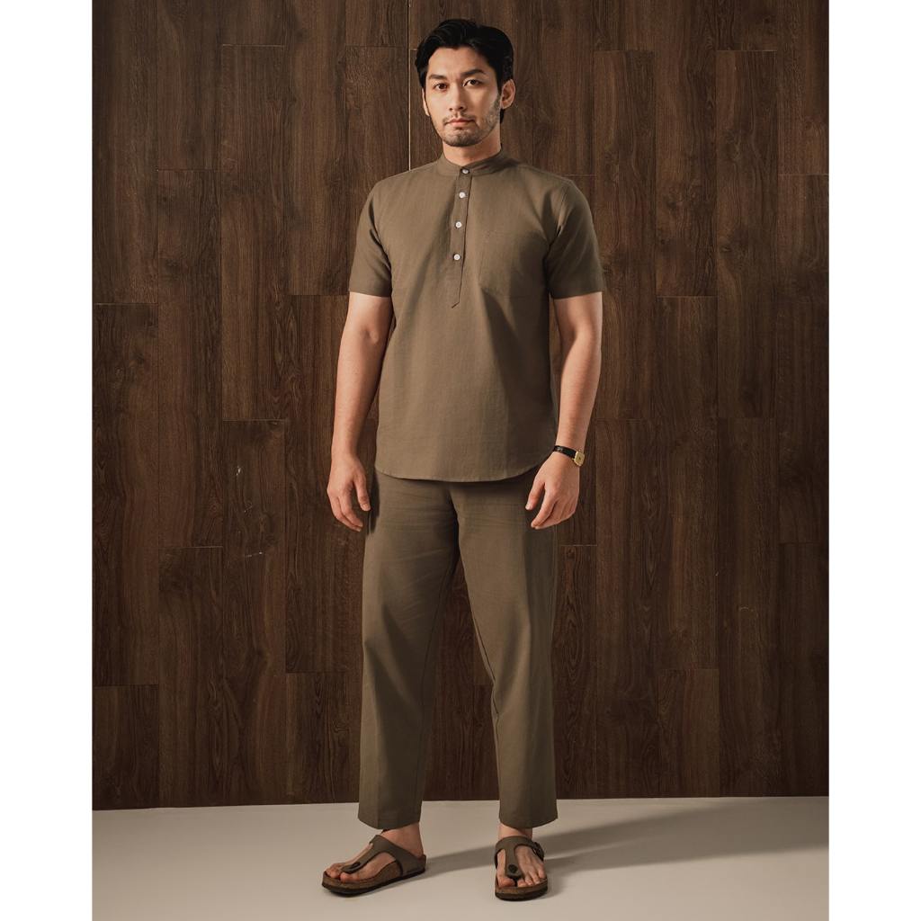 HSRM - Moaz Koko Shirt SS One Set Green Army | Kemeja Koko Ramadan