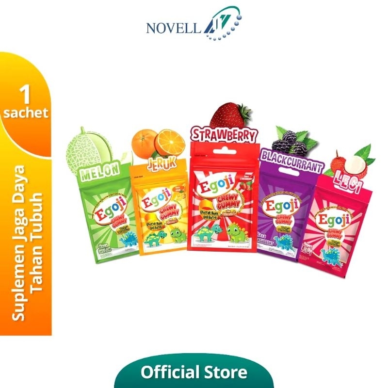 

Egoji Chewi Gummy Sachet- Permen Kunyah Vitamin Nutrisi Anak - Rasa Strawberry - Daya Tahan Tubuh