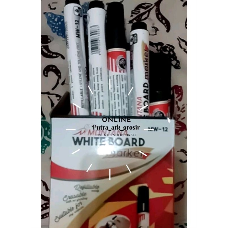 

spidol hitam whiteboard bisa di hapus merk Montana 1 pack isi 12 pcs