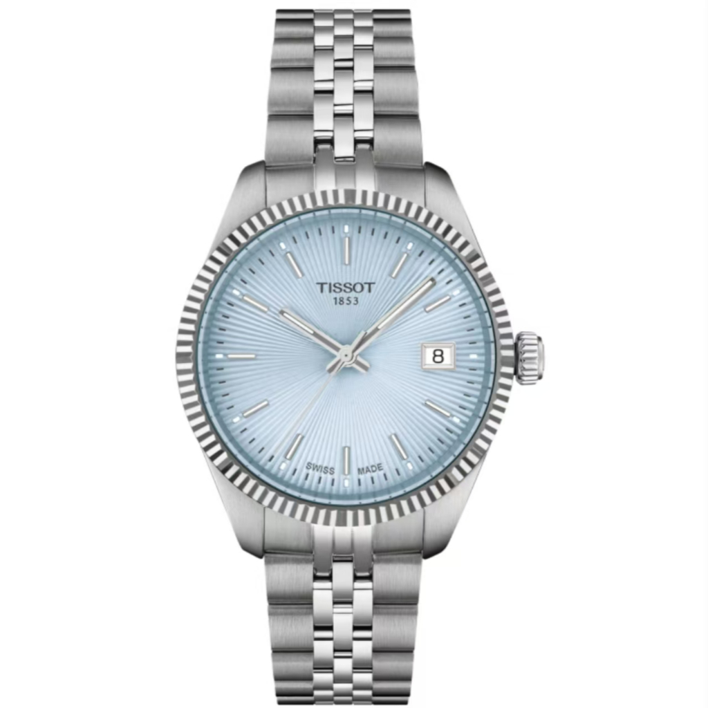Tissot Ballade 34mm Quartz Ice Blue Dial Stainless Strap Watch Jam tangan wanita Original T156.210.1