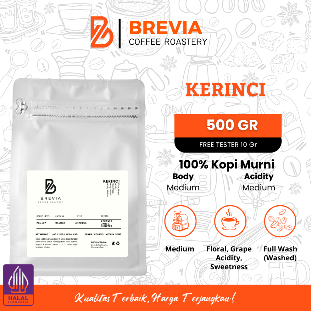 

Kopi Arabika Kerinci Jambi 500gr Biji/Bubuk Arabica Coffee Beans Espresso Asli Original