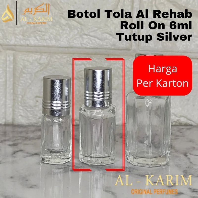 [isi 50 Lusin] Botol Tola Al Rehab 6ml Tutup Silver Per Karton Wadah Parfum