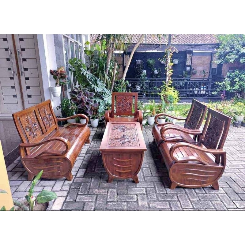 KURSI TAMU ANGSA KAYU JATI TUA | KURSI TAMU MINIMALIS KURSI TAMU SUDUT FURNITURE JATI JEPARA