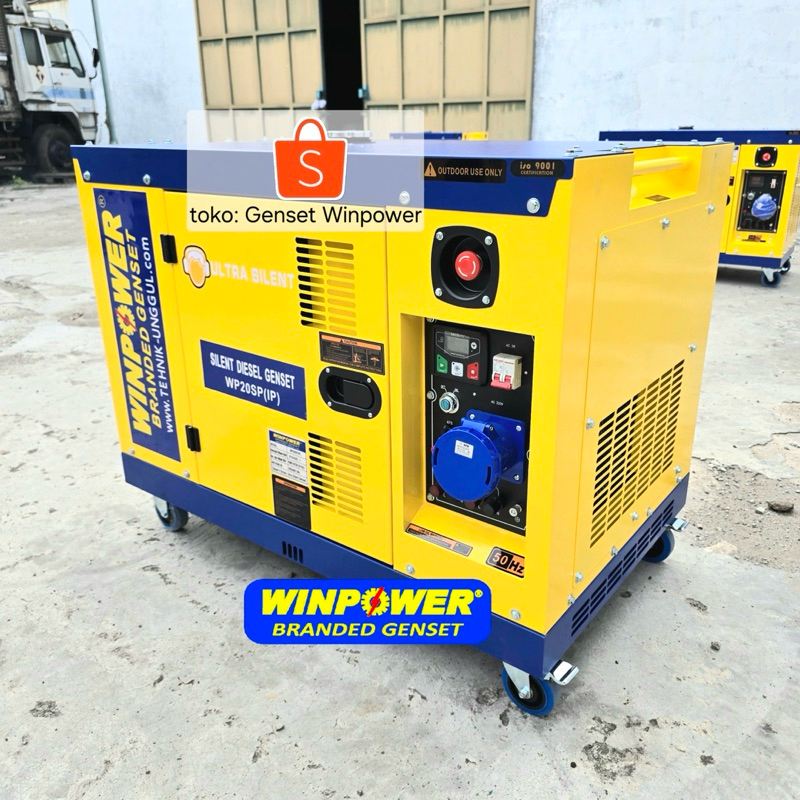 Genset Diesel 20 KVA Max Silent Winpower 1 Fase 15 KW Rated Output BBM Solar Mesin 2V Model Jenset W