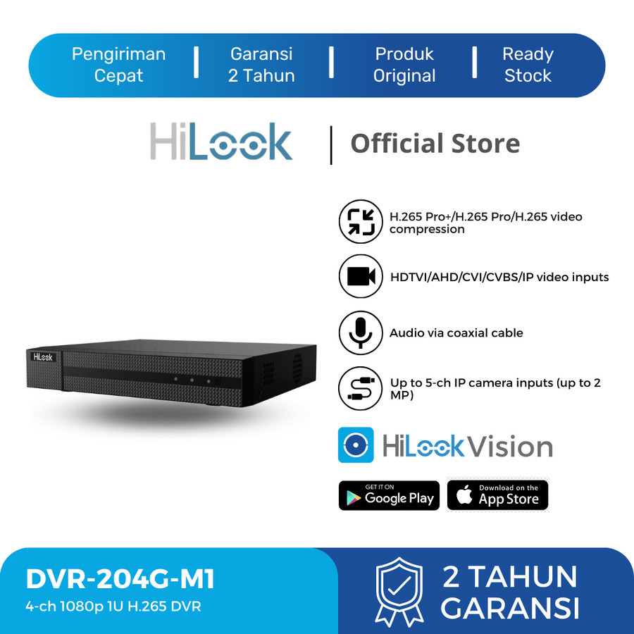 DVR HiLook 1080p 1U H.265 DVR