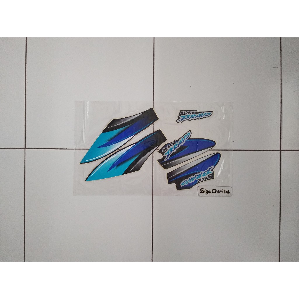 Striping Sticker Lis Suzuki Bravo RC 100 Hitam Corak Biru