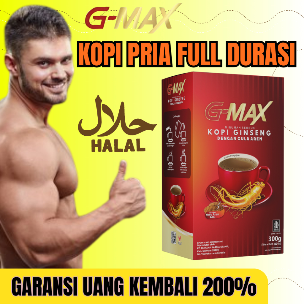 

GMAX KOPI STAMINA PRIA KUAT TAHAN LAMA ORIGINAL GMAX EXTRA GINGSENG ASLI BPOM GULA AREN PILIHAN