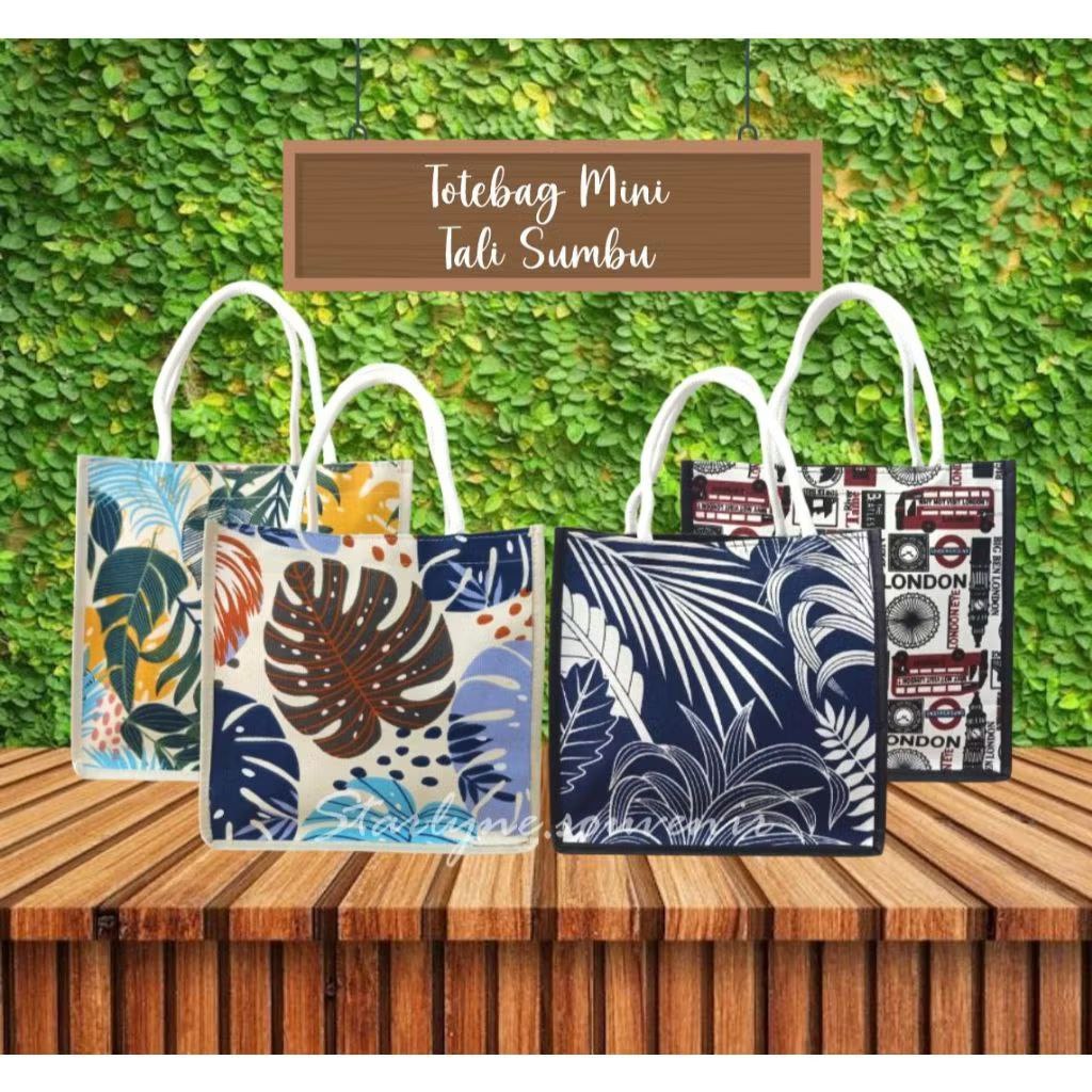 Totebag Mini Tali Sumbu/Totebag Mini Polyster Mix Kanvas Perekat
